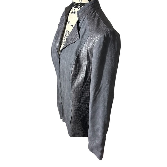 Studio Works Suede Snakeskin Print Full ZIP Jacket Sz 10 - Picture 6 of 11